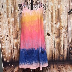 Vibrant Sleeveless Gradient Midi Dress